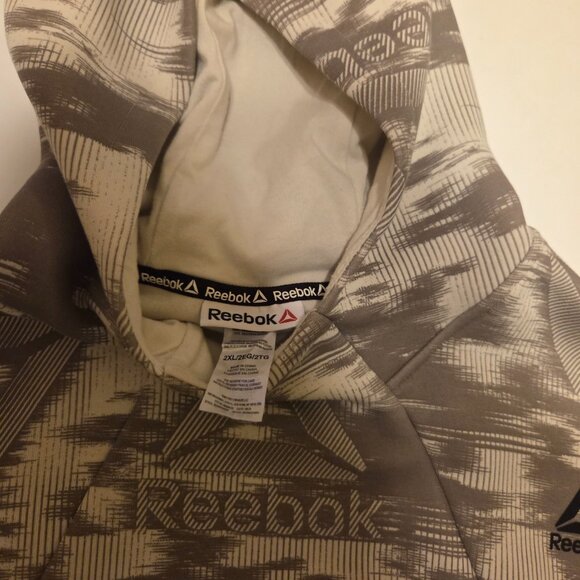 Reebok Driftwood Tan Print Hoodie with Front Pockets - Like New - Picture 7 of 7